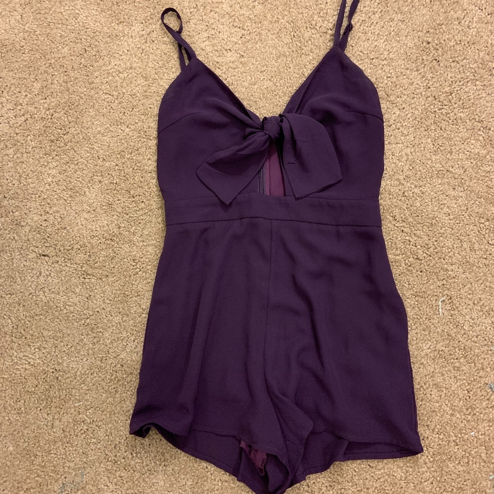 Purple Tie-Front Romper